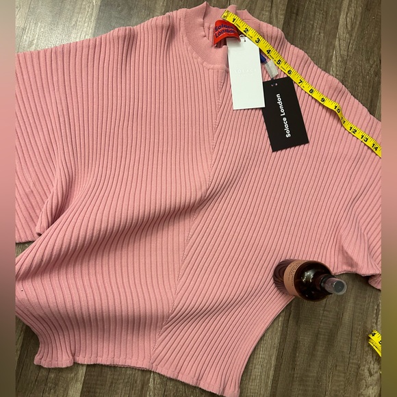 Solace 🎀 London Sweater Baby Pink Heavy Rib Knit  Sculptural Sleeves NWT - Picture 6 of 8